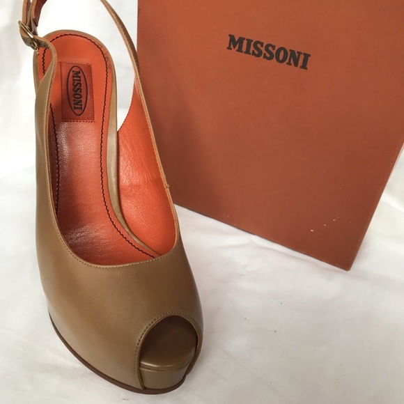 MISSONI Tan platform high heels with signature zigzag design - Picture 5 of 8